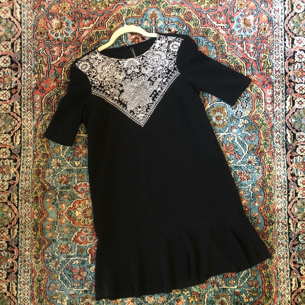 Black Dress with White Detail